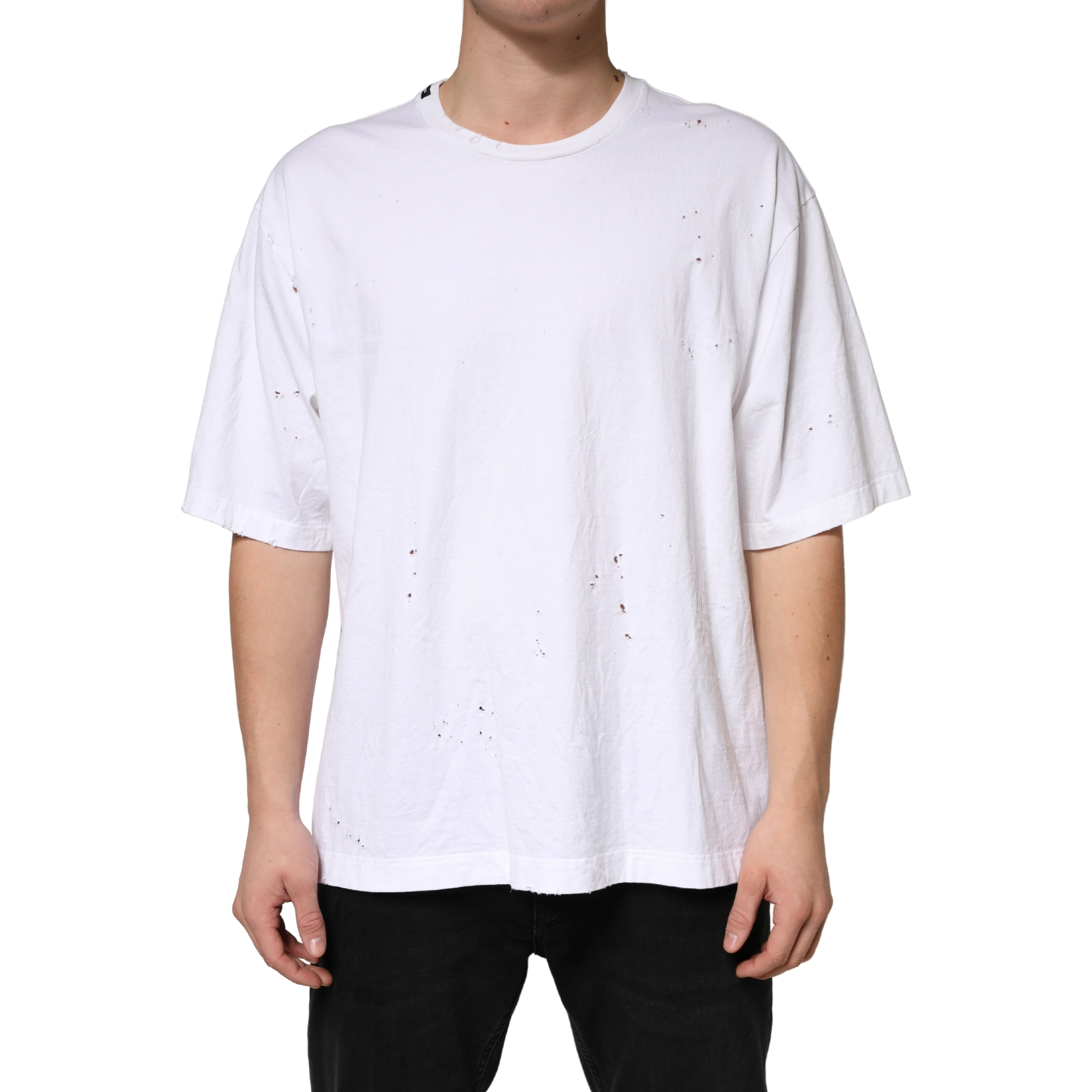 White Cotton Crewneck Short Sleeve T-Shirt