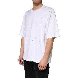 White Cotton Crewneck Short Sleeve T-Shirt