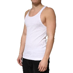 White Ribbed Cotton Sleeveless Tank Top T-shirt