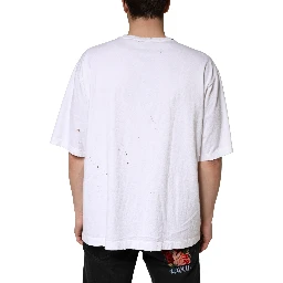White Cotton Crewneck Short Sleeve T-Shirt