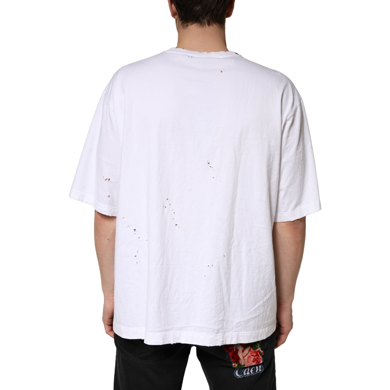 White Cotton Crewneck Short Sleeve T-Shirt