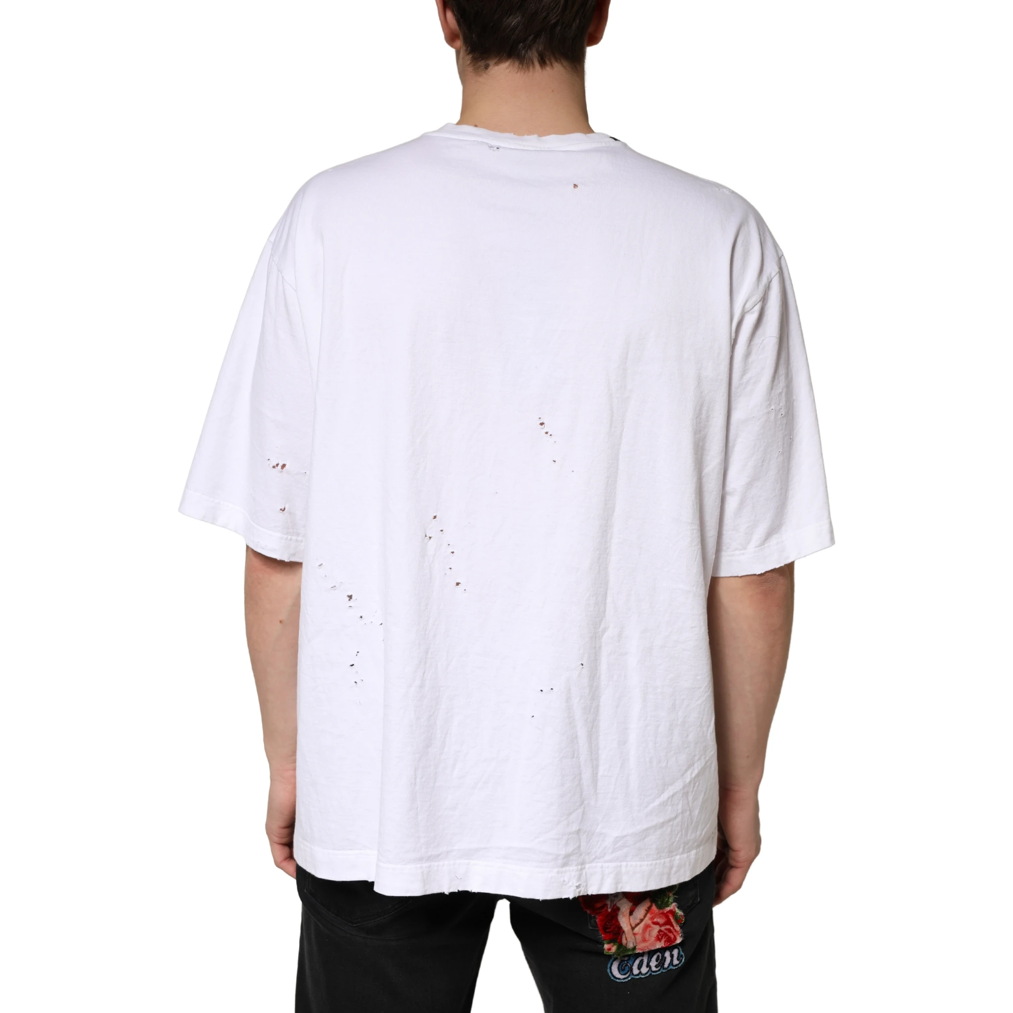 White Cotton Crewneck Short Sleeve T-Shirt
