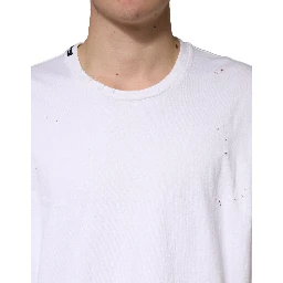 White Cotton Crewneck Short Sleeve T-Shirt
