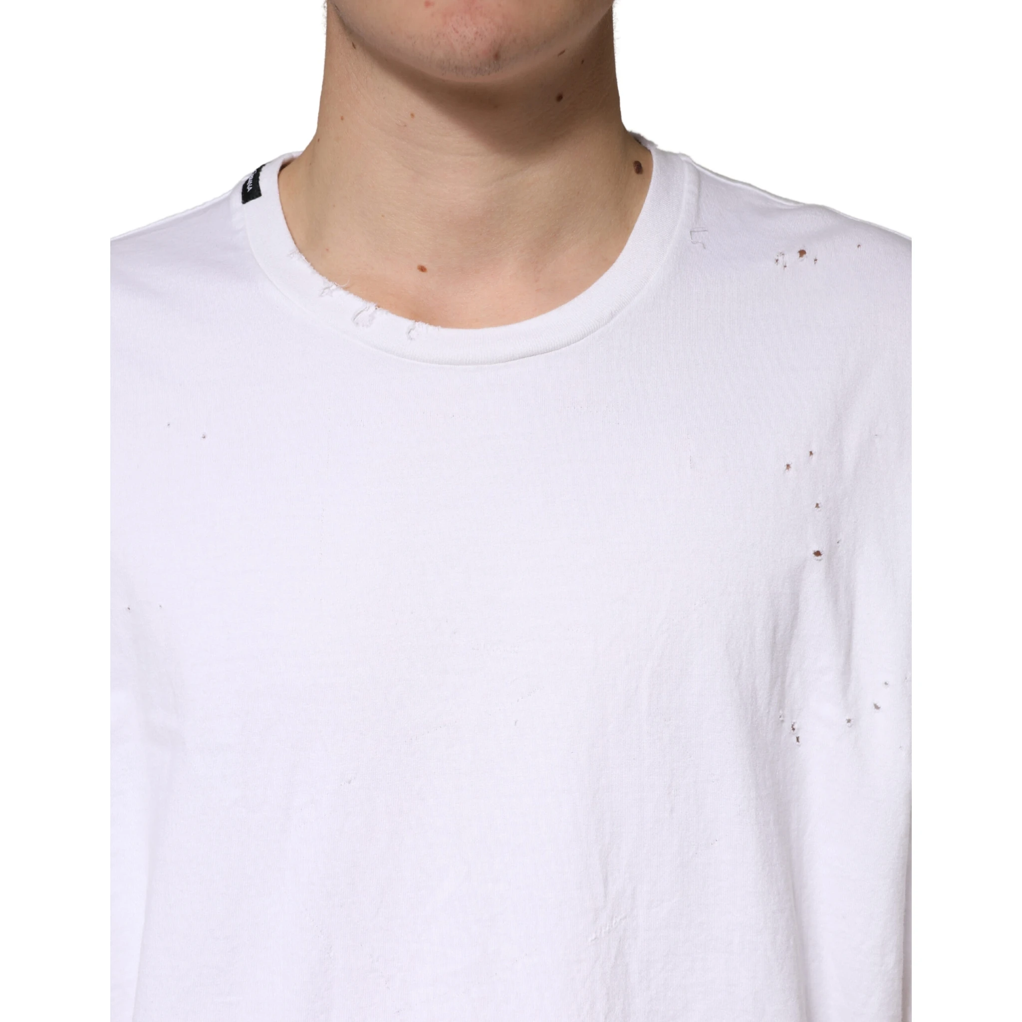 White Cotton Crewneck Short Sleeve T-Shirt