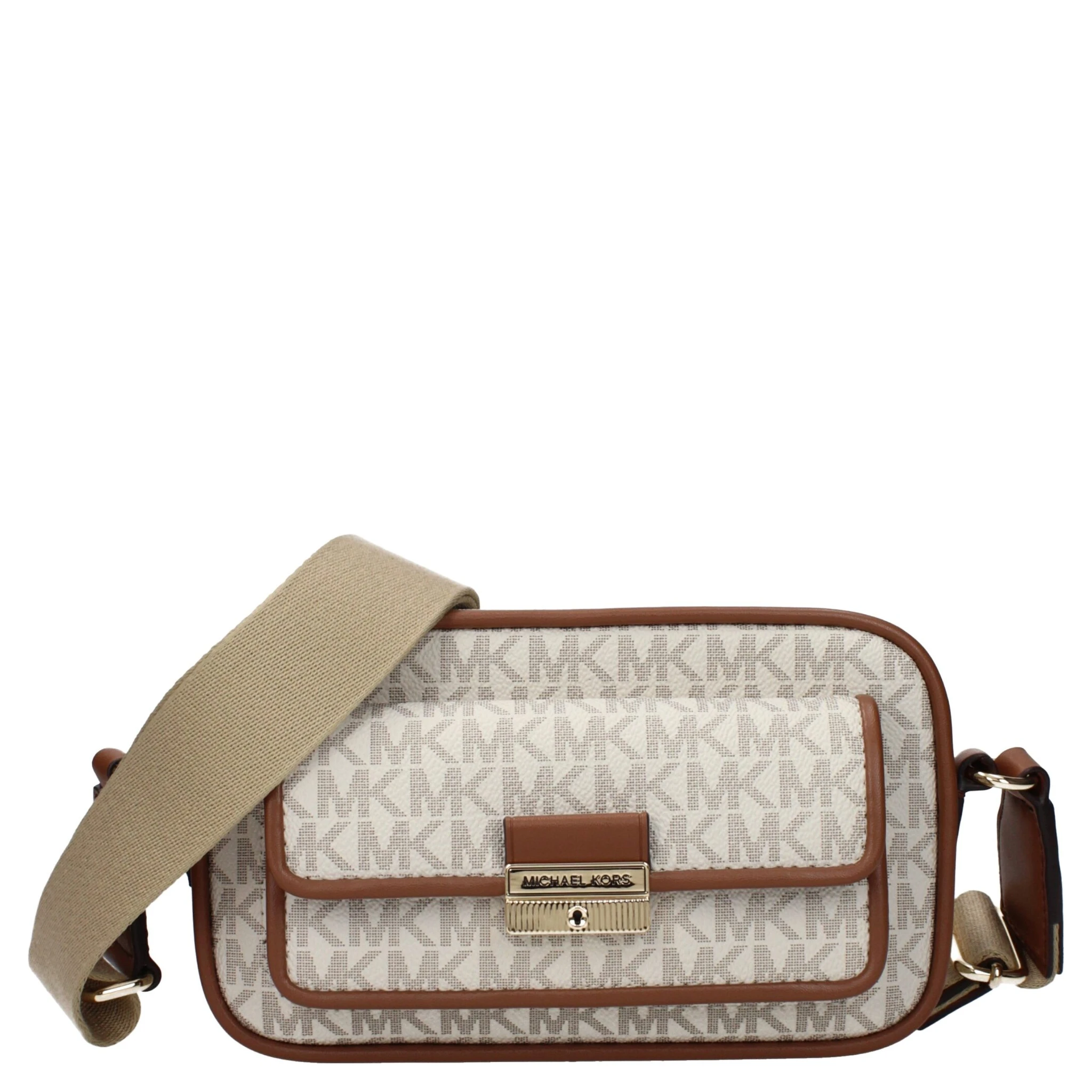Beige Fabric Crossbody Bag