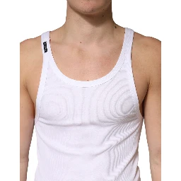 White Ribbed Cotton Sleeveless Tank Top T-shirt