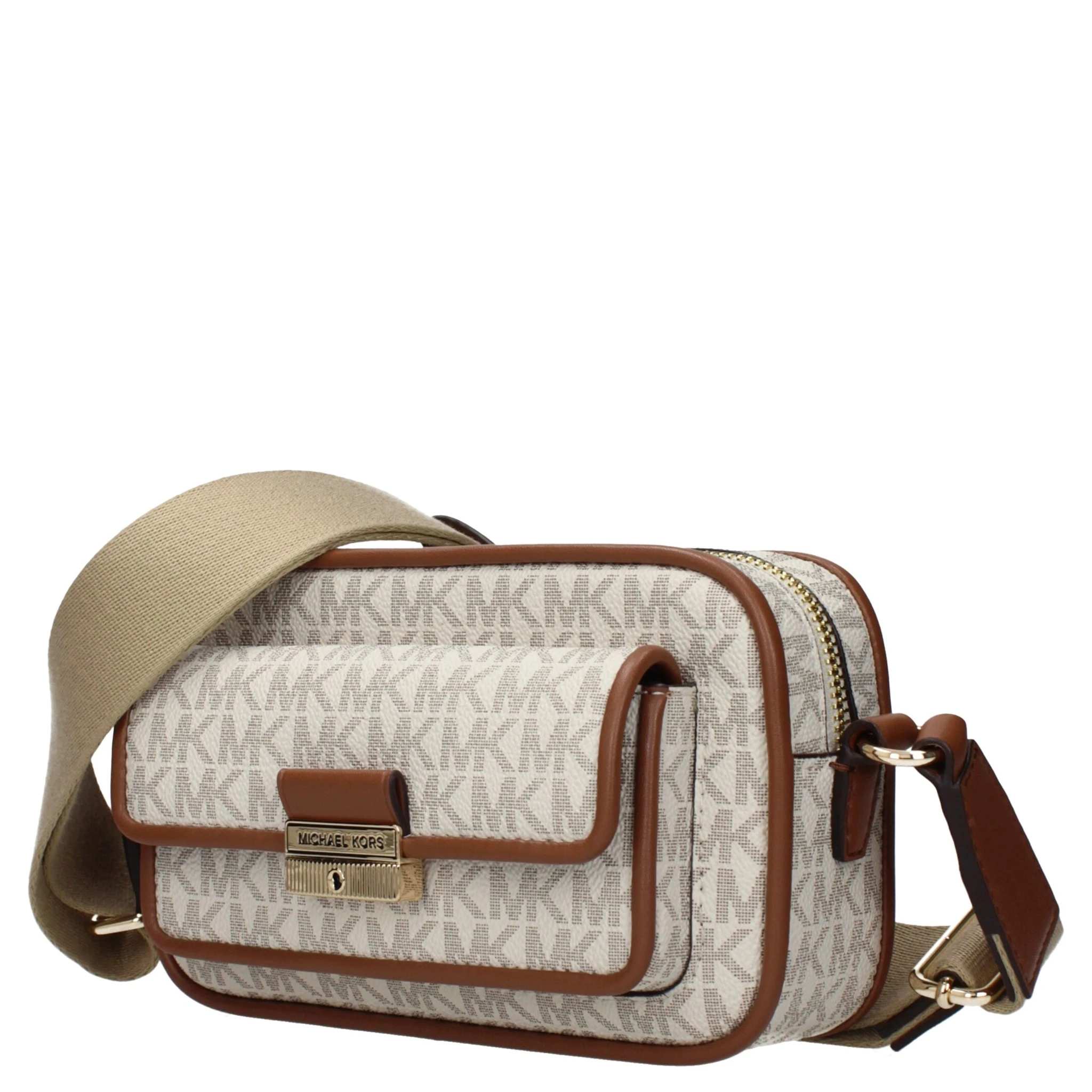 Beige Fabric Crossbody Bag