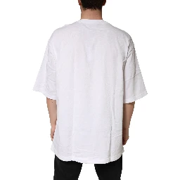 White Cotton Crewneck Short Sleeve T-Shirt