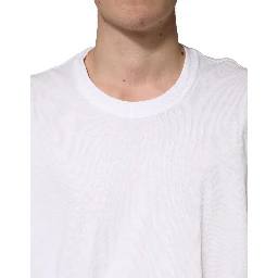 White Cotton Crewneck Short Sleeve T-Shirt