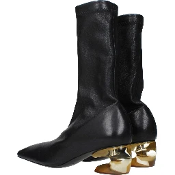 حذاء كاحل من الجلد الأسود