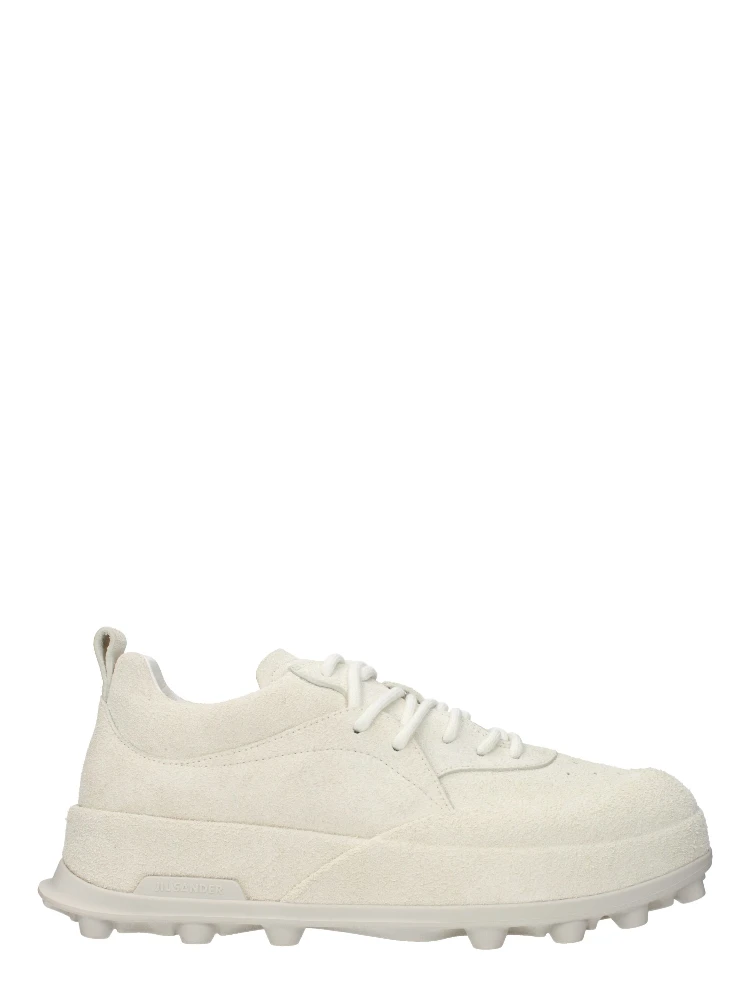 Beige Leather Chunky Sneakers