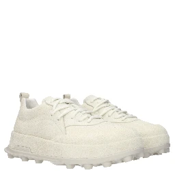 Beige Leather Chunky Sneakers