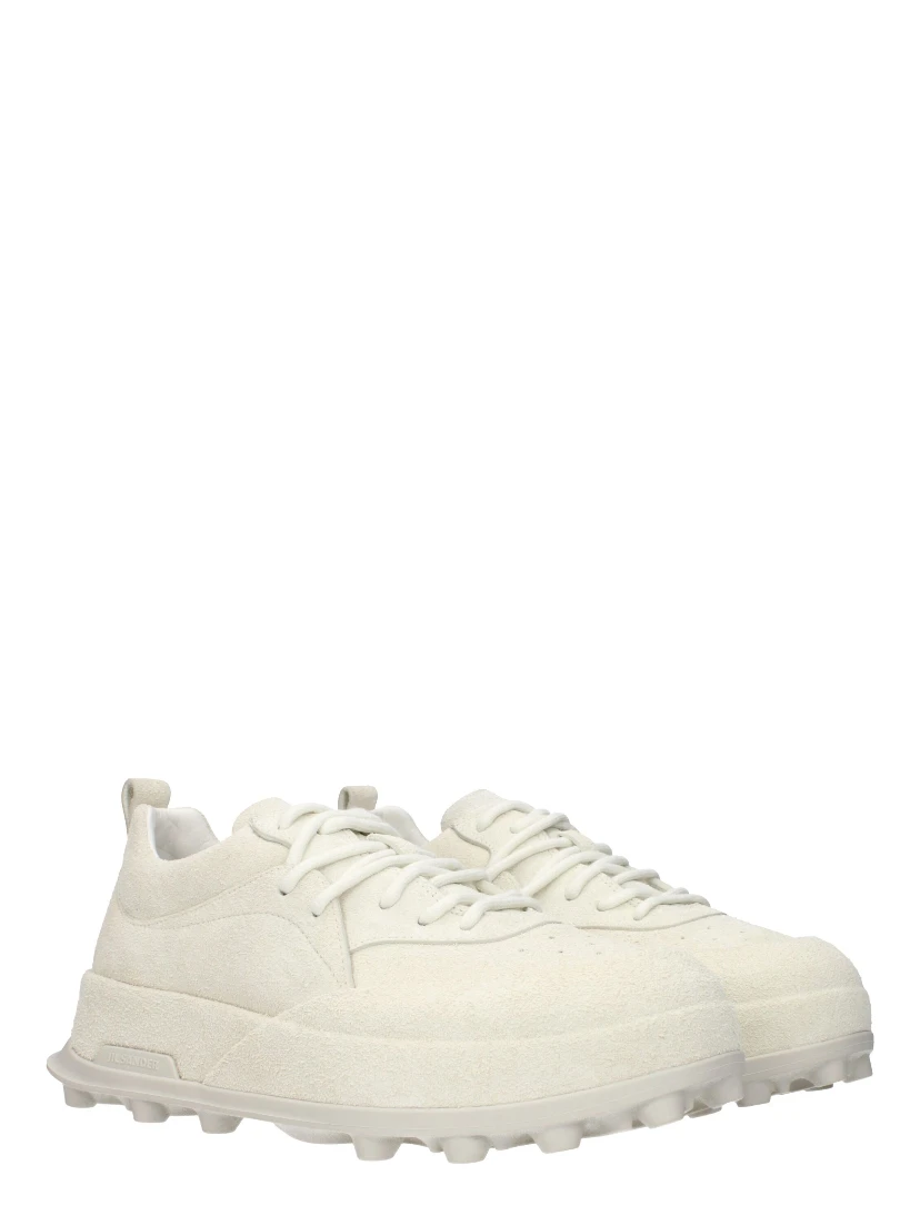 Beige Leather Chunky Sneakers