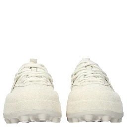 Beige Leather Chunky Sneakers