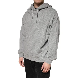 Gray Cotton Hooded Sweatshirt Sweater