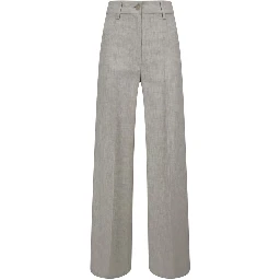 Gray Viscose Casual Pants