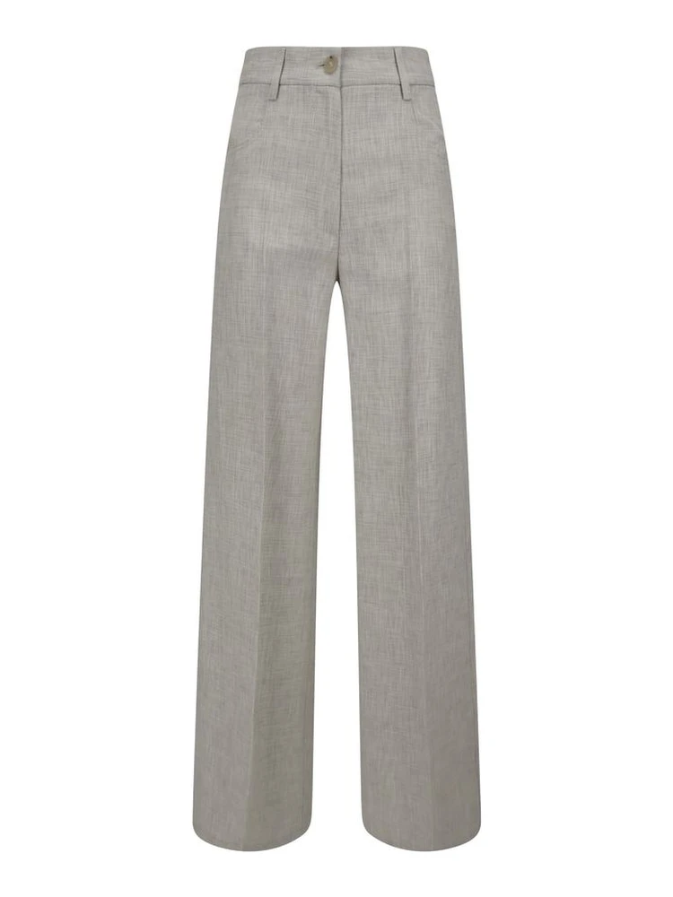 Gray Viscose Casual Pants