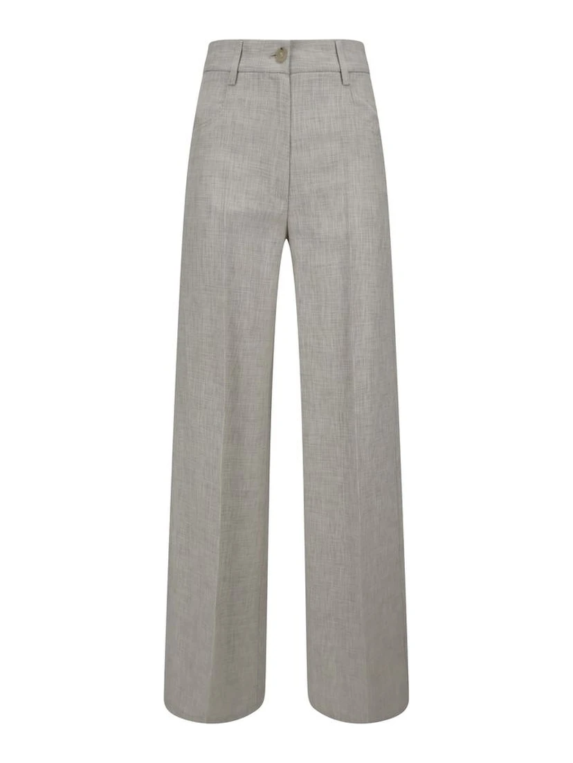 Gray Viscose Casual Pants