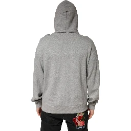 Gray Cotton Hooded Sweatshirt Sweater