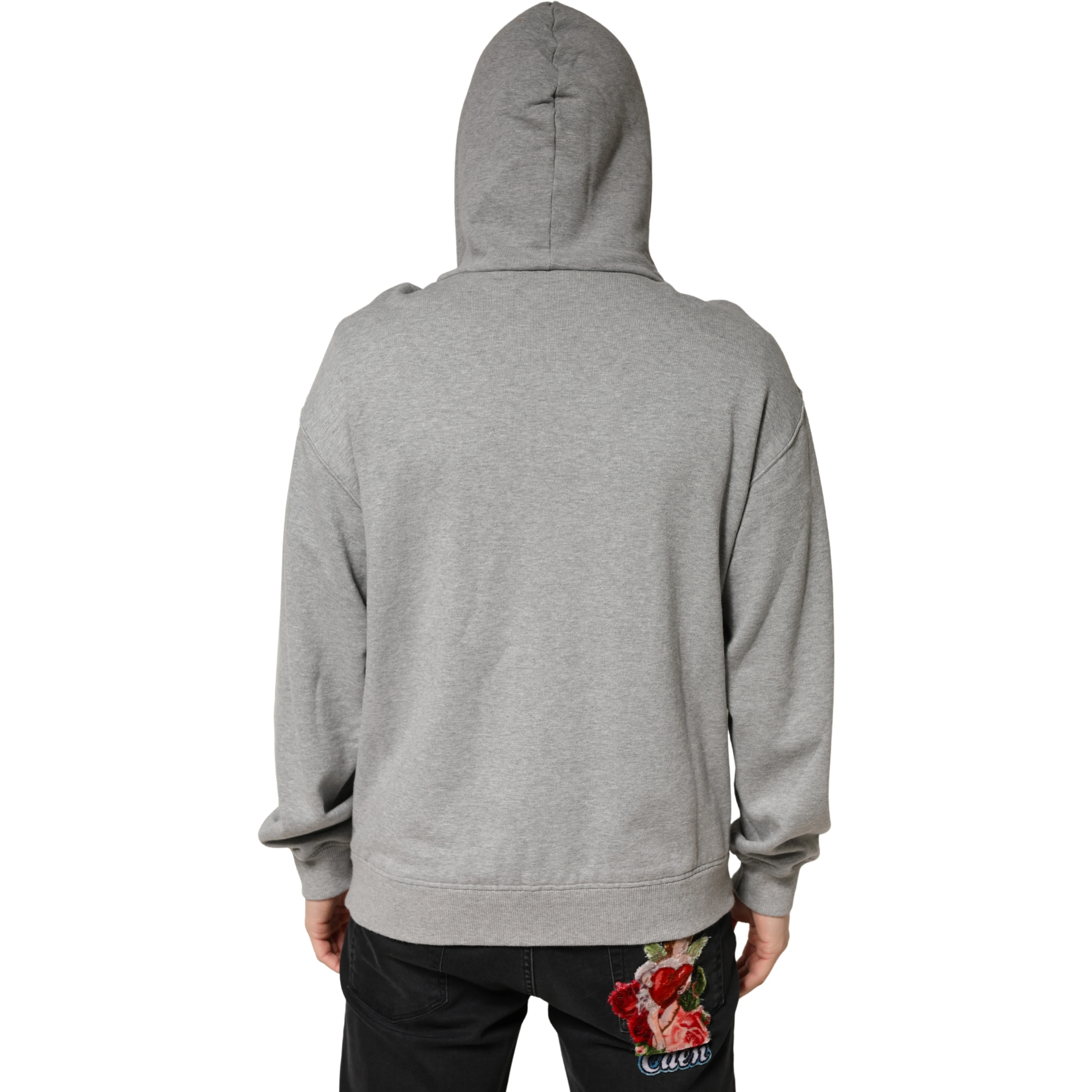 Gray Cotton Hooded Sweatshirt Sweater