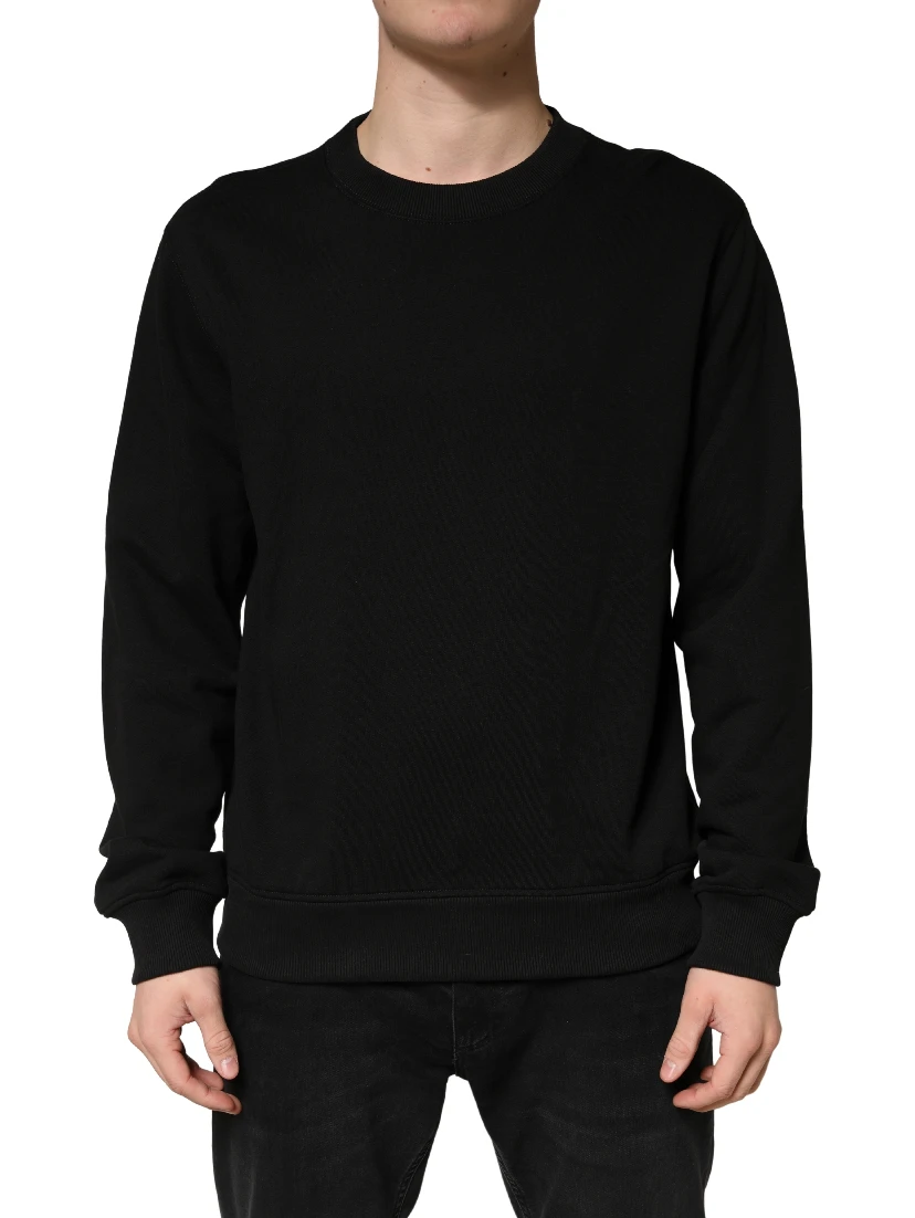 Sweater Black Cotton Crewneck Sweatshirt
