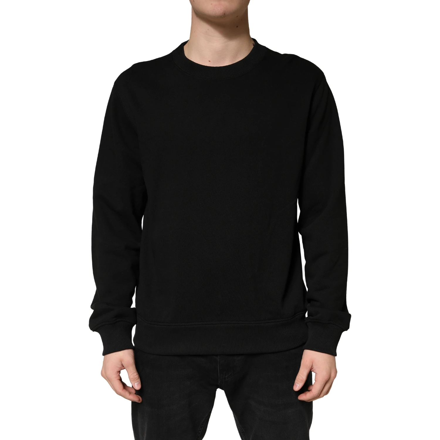 Sweater Black Cotton Crewneck Sweatshirt