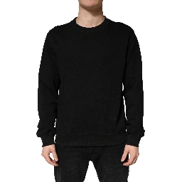 Sweater Black Cotton Crewneck Sweatshirt