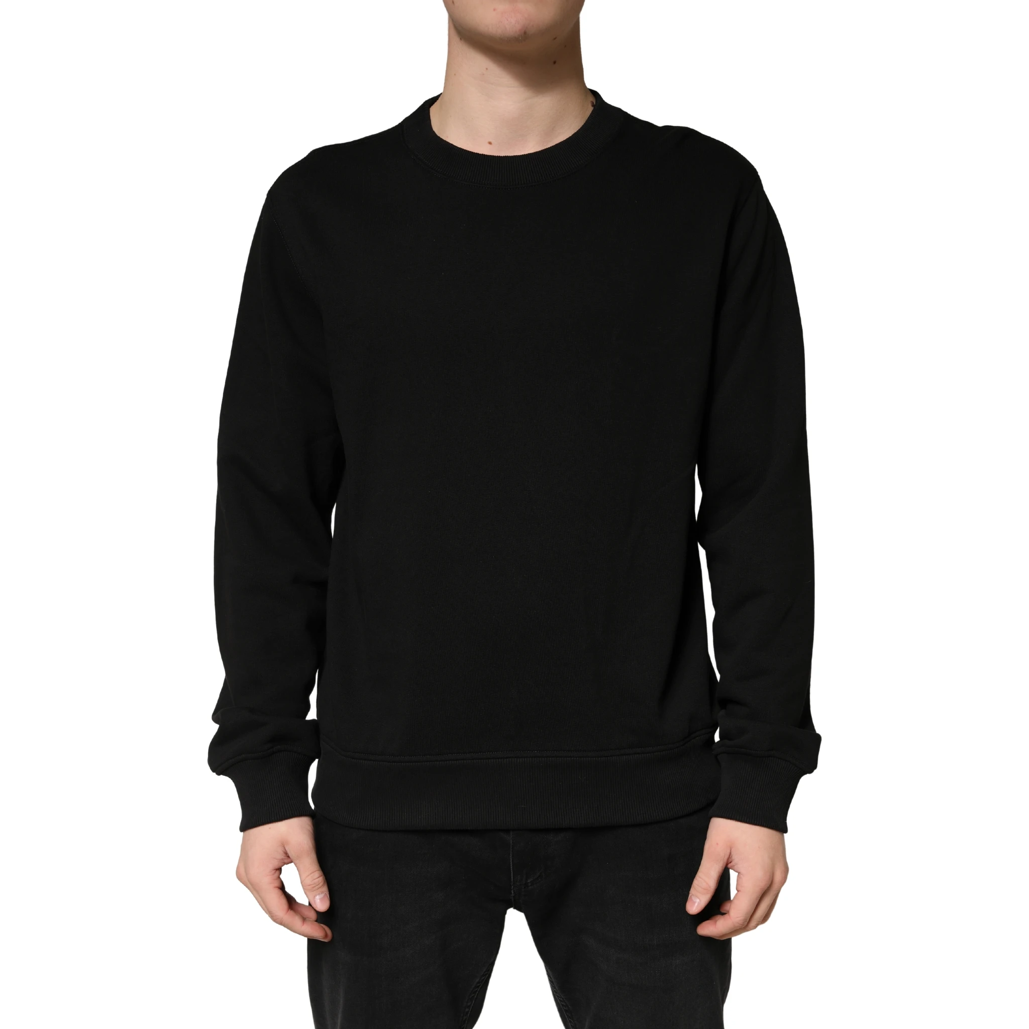 Sweater Black Cotton Crewneck Sweatshirt