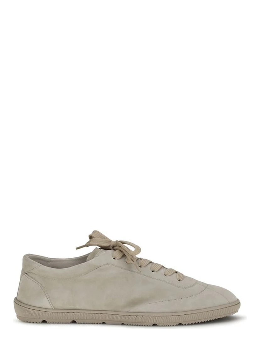 Beige Calf Leather Bos Taurus Low Top Sneakers