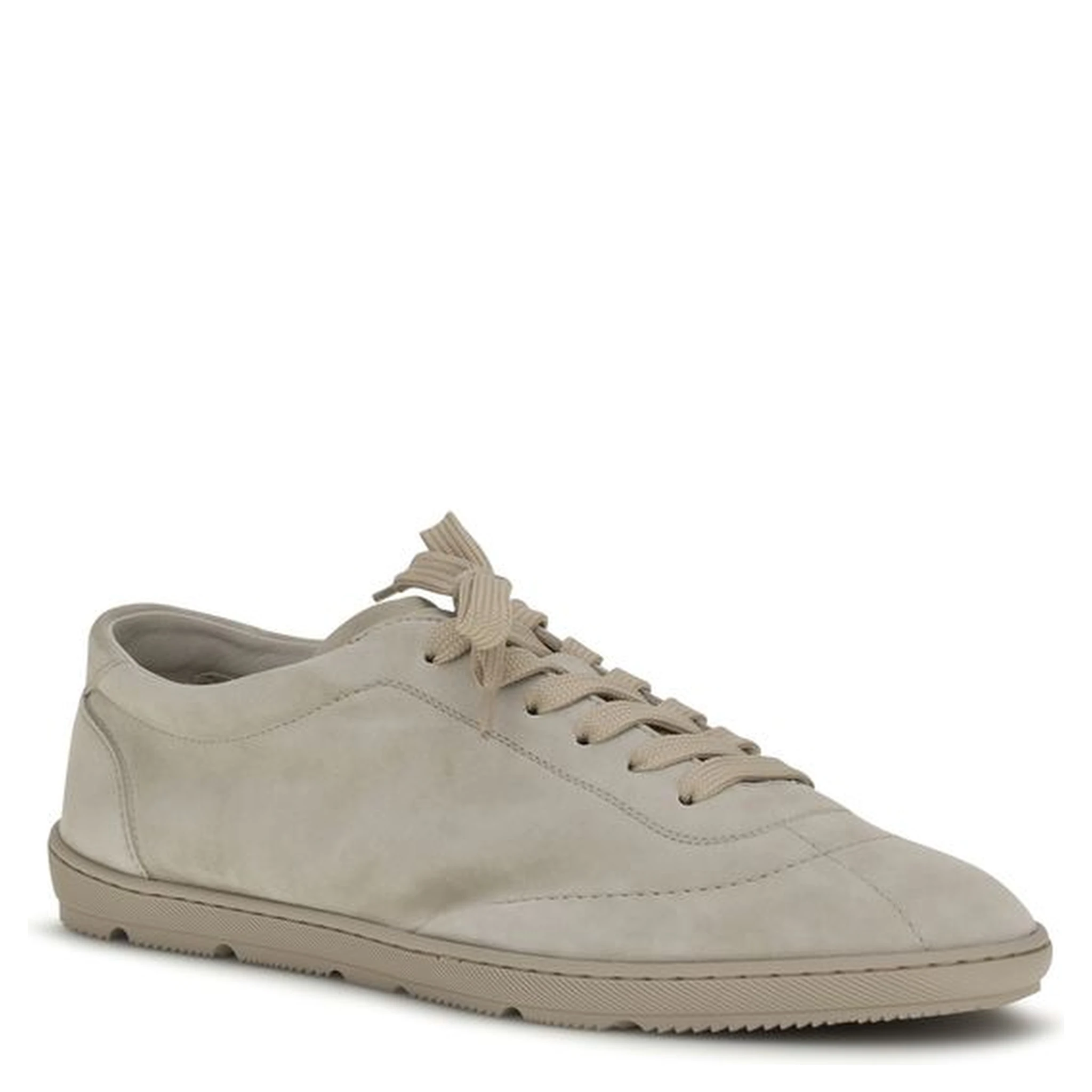 Beige Calf Leather Bos Taurus Low Top Sneakers