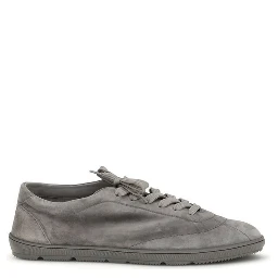 Gray Calf Leather Bos Taurus Low Top Sneakers