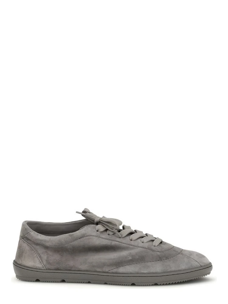 Gray Calf Leather Bos Taurus Low Top Sneakers