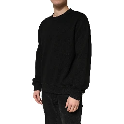 Sweater Black Cotton Crewneck Sweatshirt