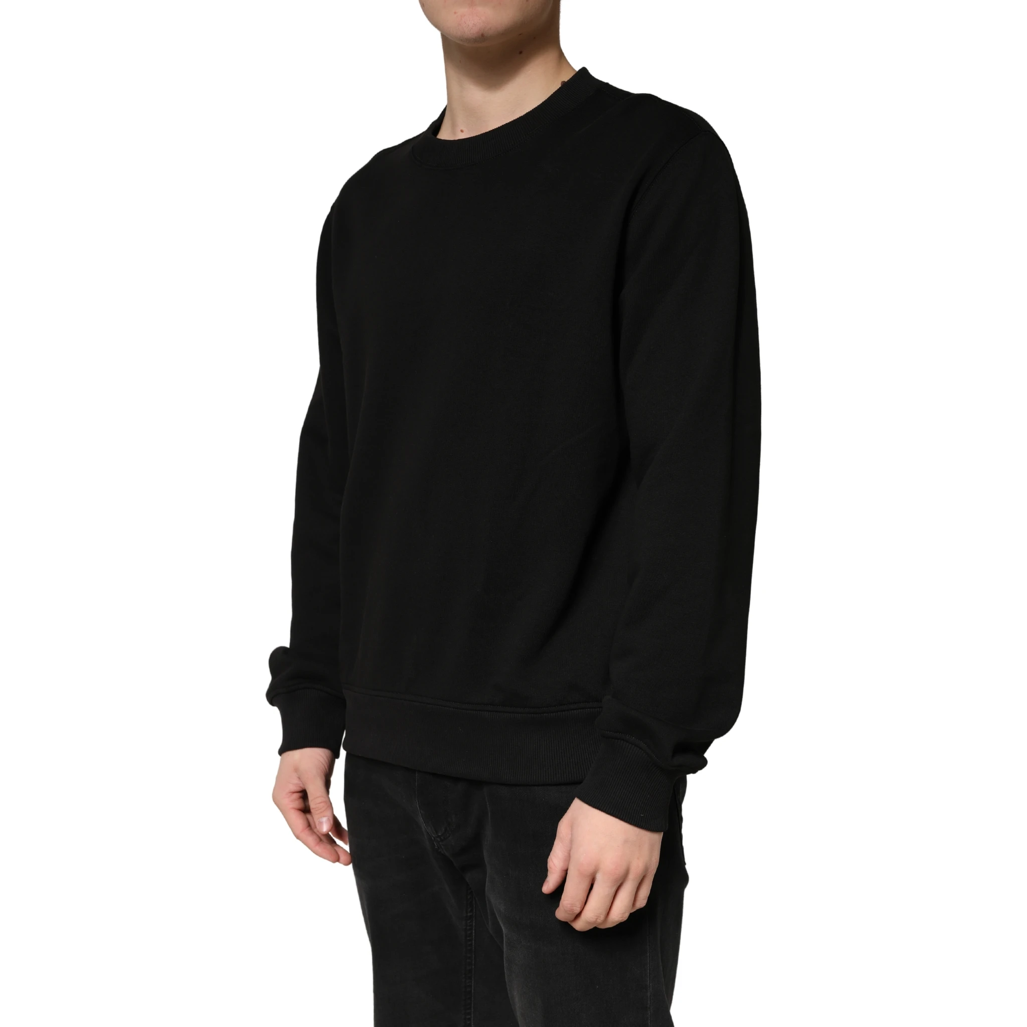 Sweater Black Cotton Crewneck Sweatshirt