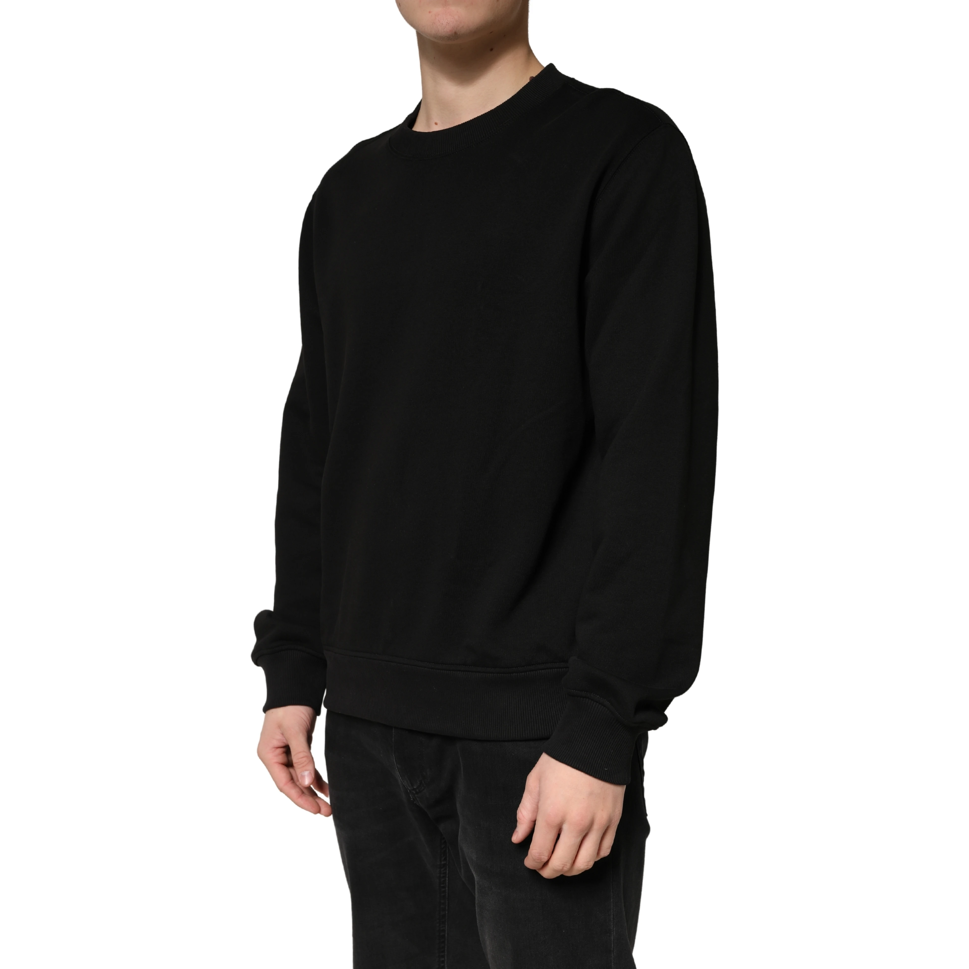 Sweater Black Cotton Crewneck Sweatshirt