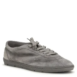 Gray Calf Leather Bos Taurus Low Top Sneakers
