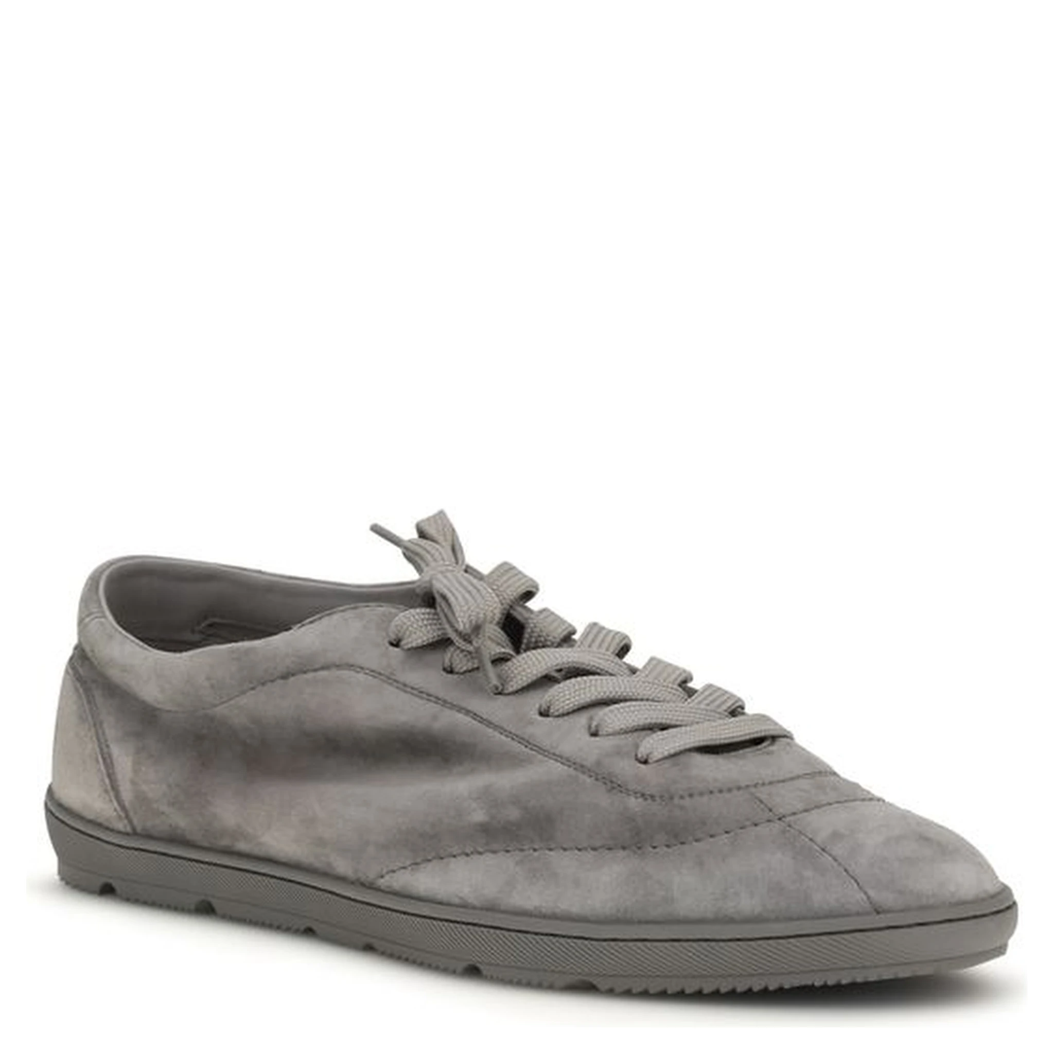Gray Calf Leather Bos Taurus Low Top Sneakers