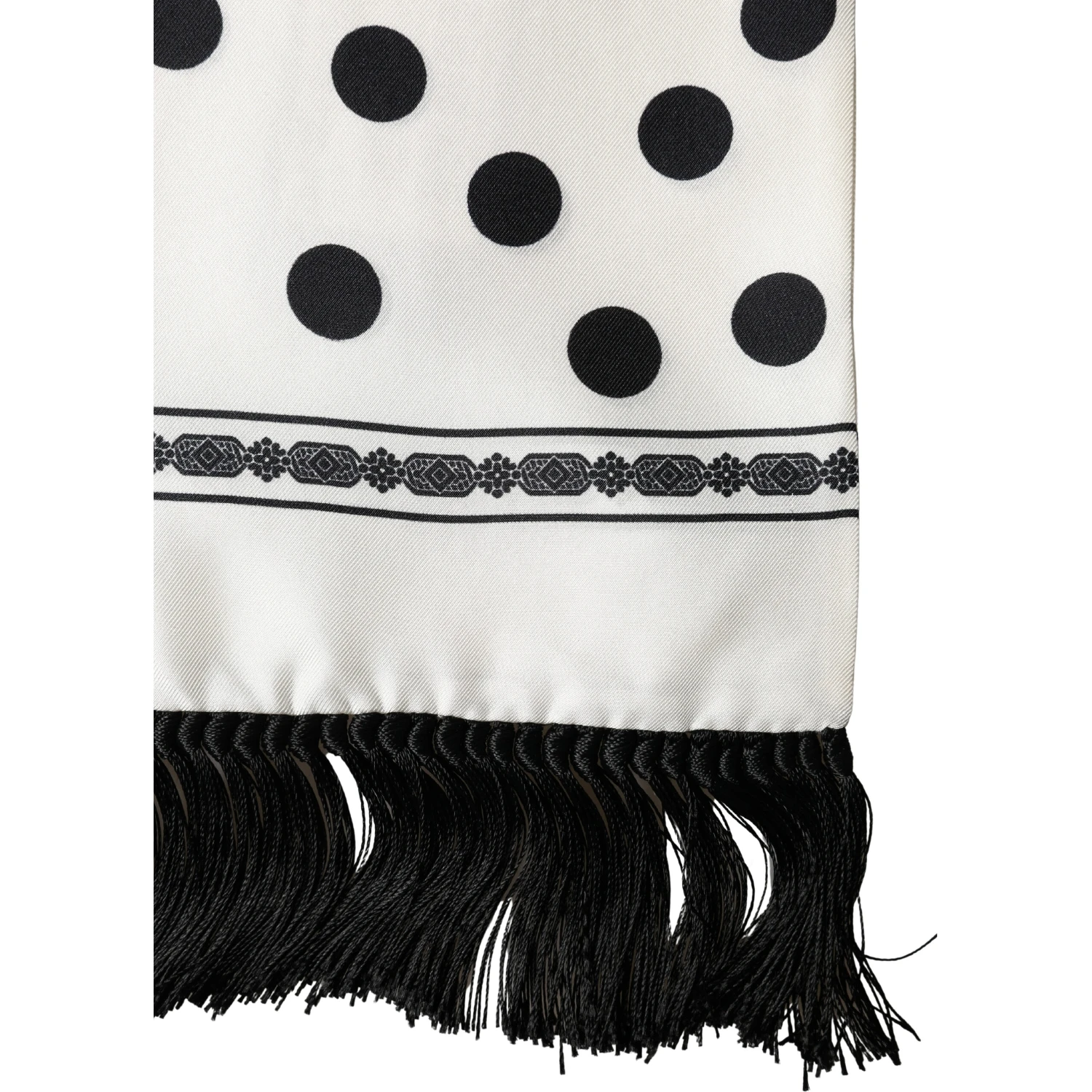 White Black Polka Dot Neck Wrap Foulard 165.5cmx32cm Scarf