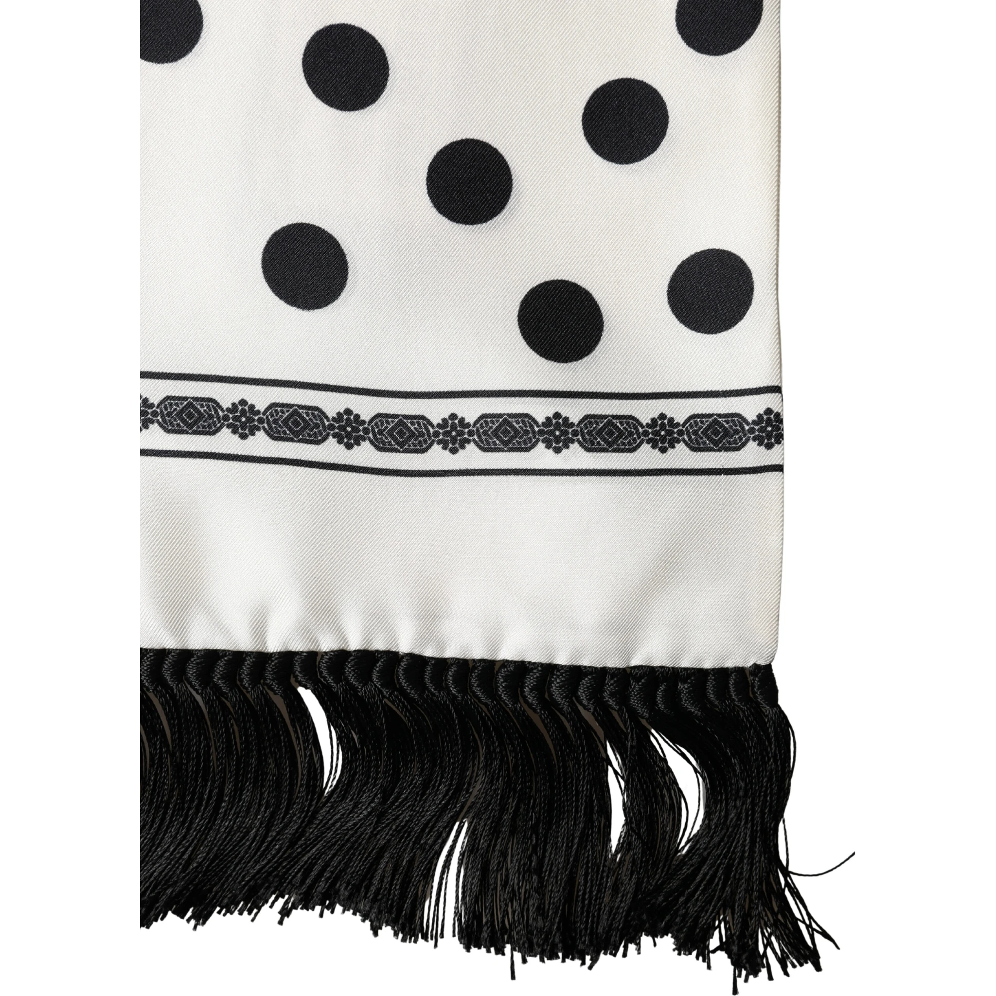 White Black Polka Dot Neck Wrap Foulard 165.5cmx32cm Scarf