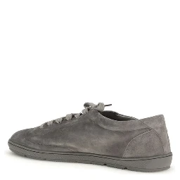 Gray Calf Leather Bos Taurus Low Top Sneakers