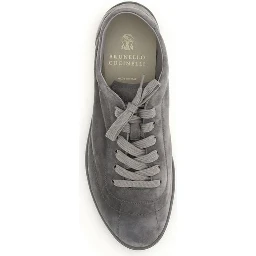 Gray Calf Leather Bos Taurus Low Top Sneakers