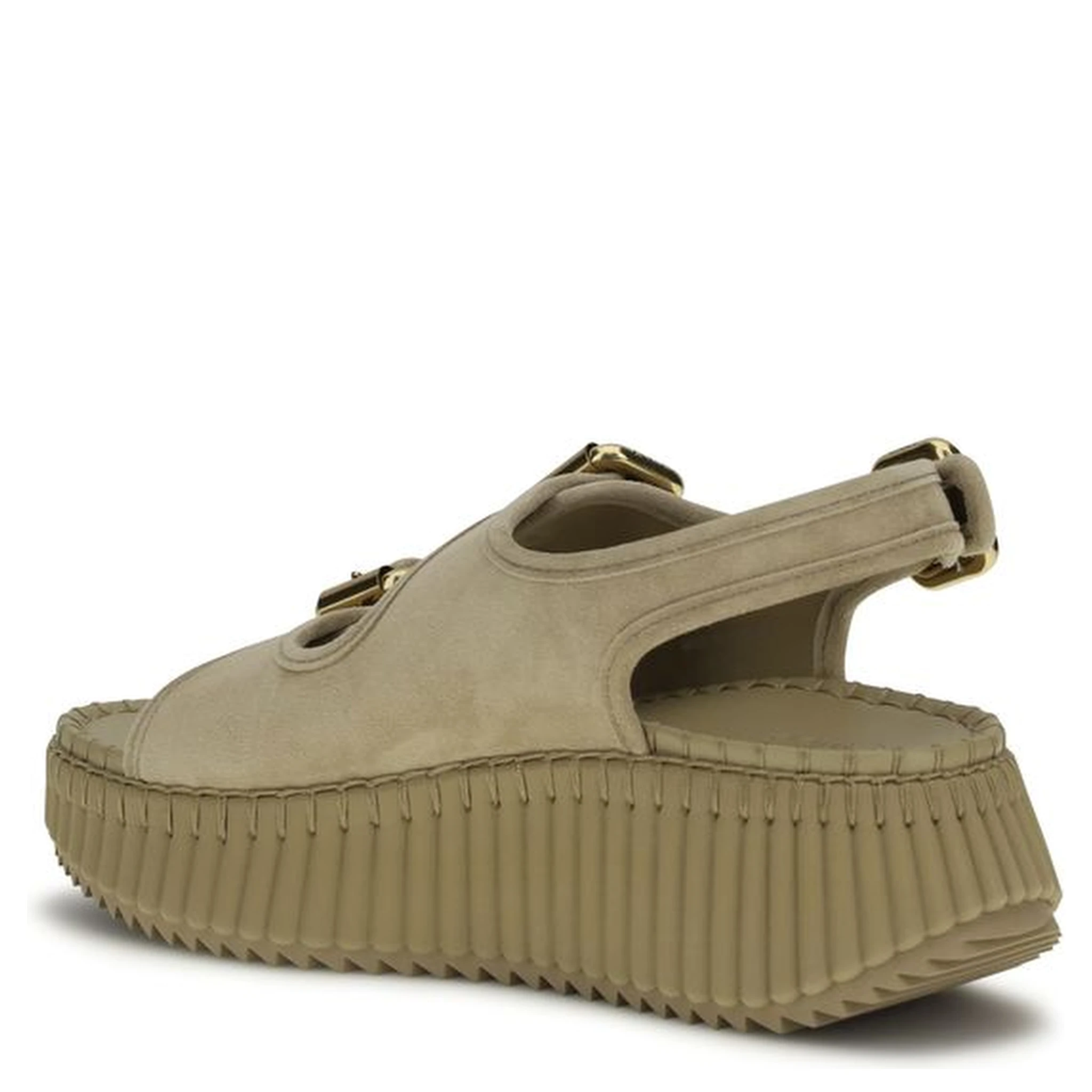 Beige Calf Leather Bos Taurus Platform Sandals