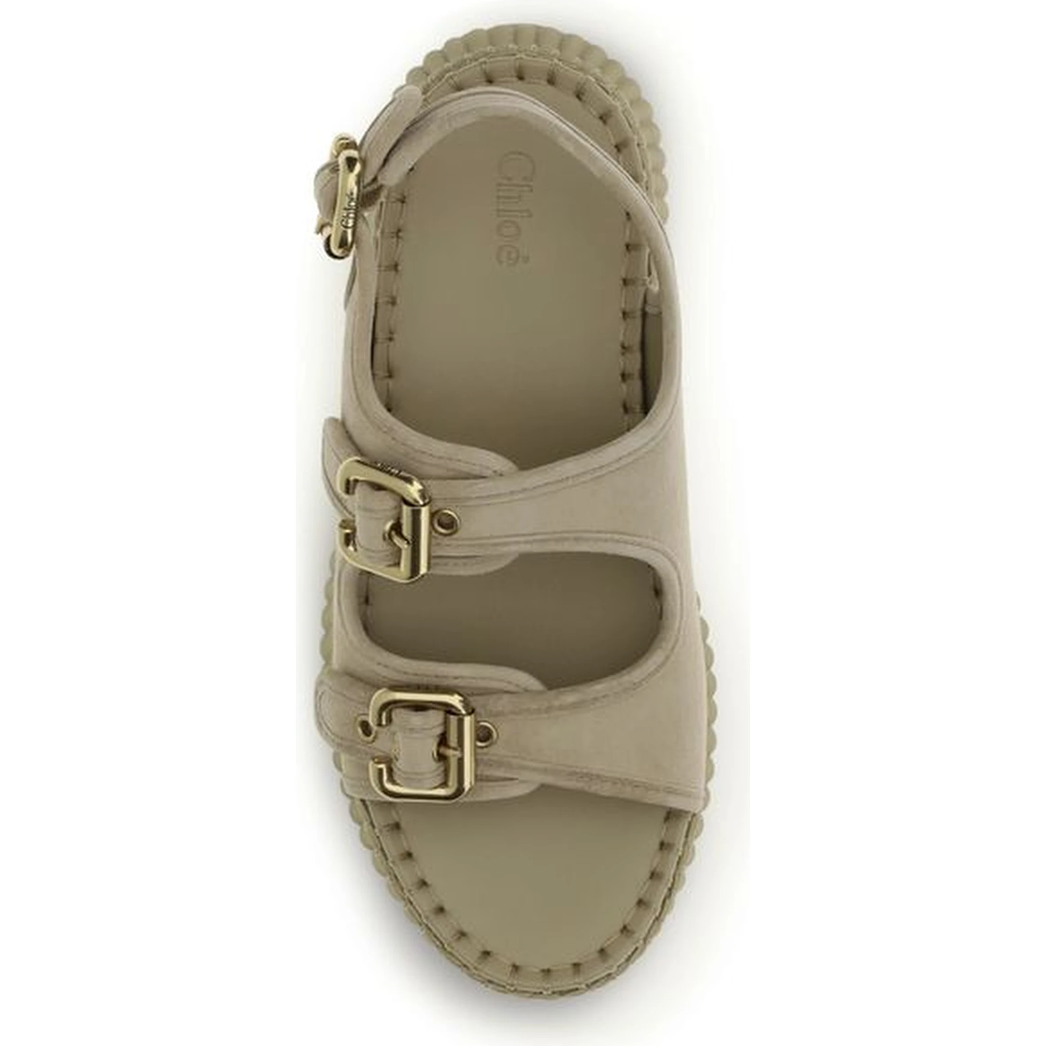 Beige Calf Leather Bos Taurus Platform Sandals