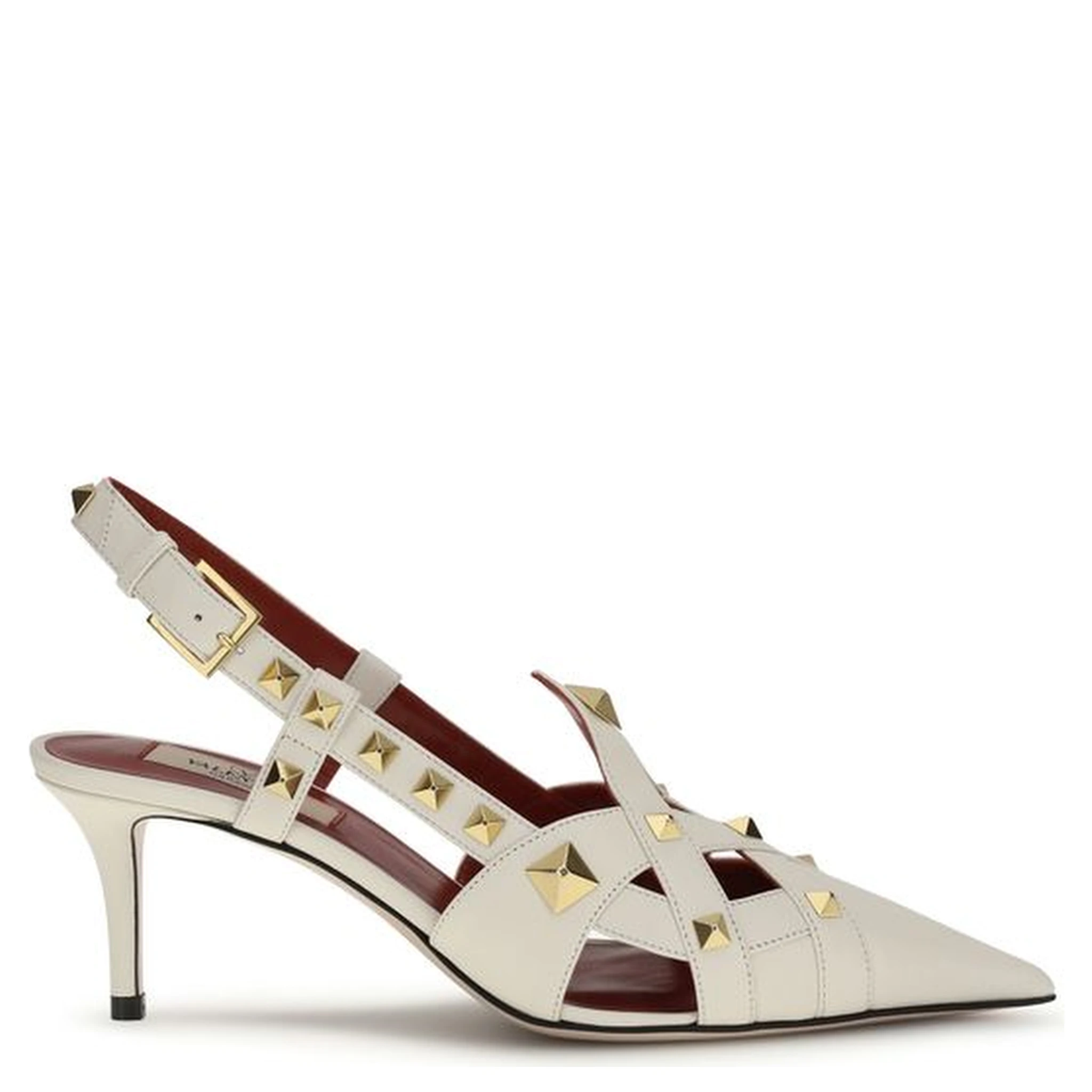 حذاء بكعب عالٍ من جلد الماعز البيج