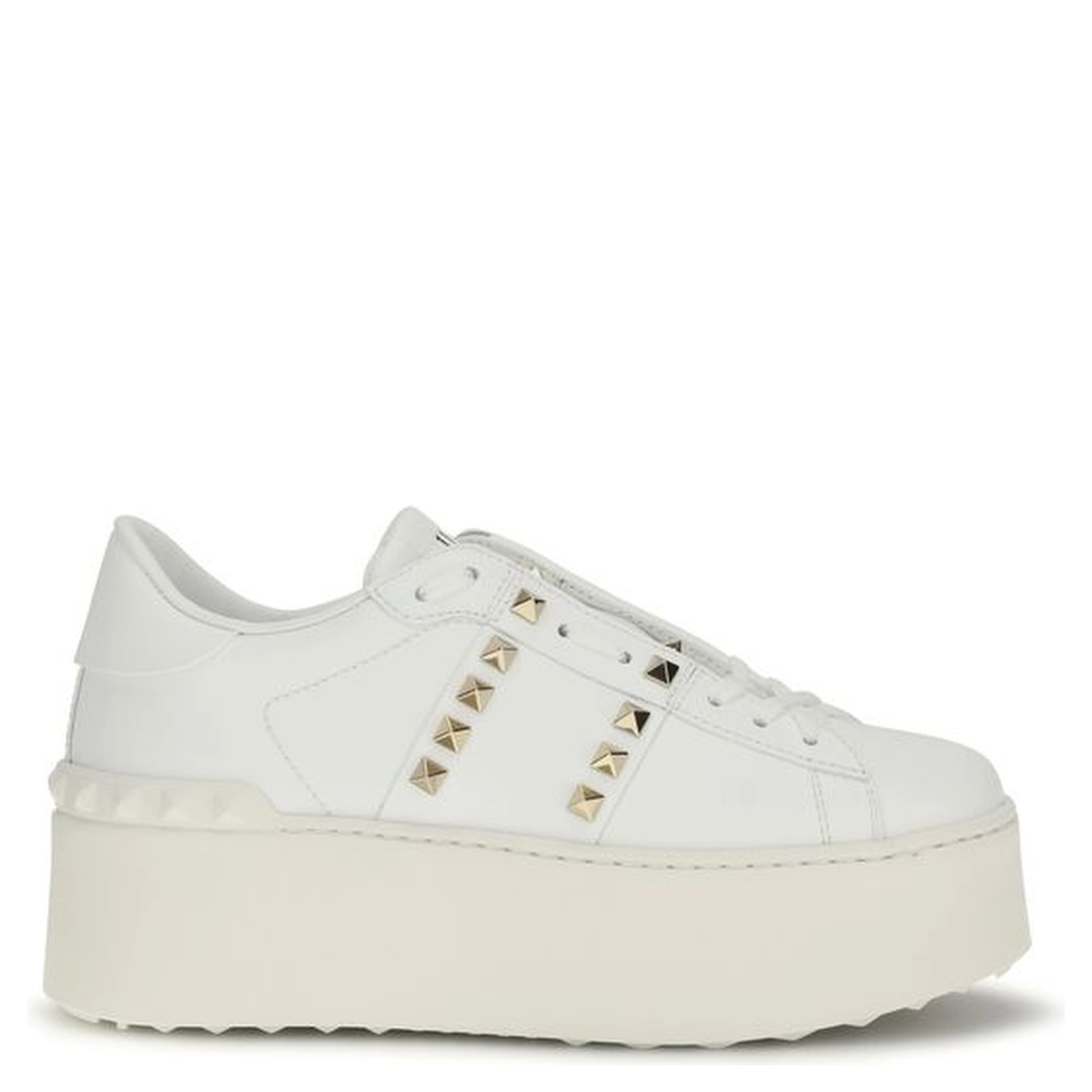 White Calf Leather Bos Taurus Platform Sneakers