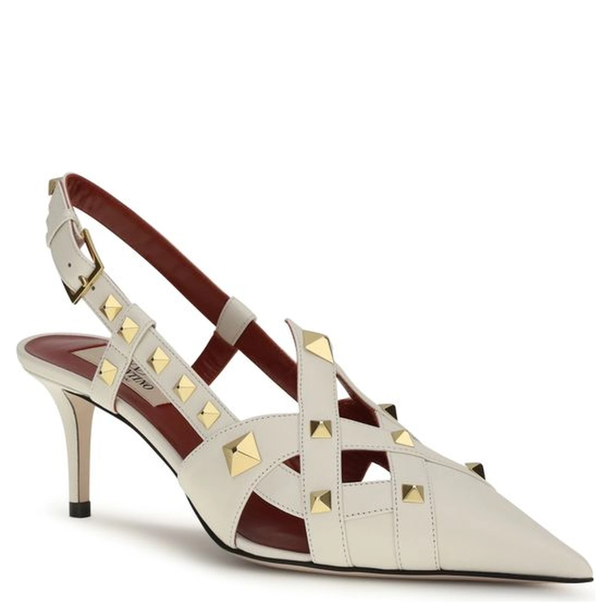 حذاء بكعب عالٍ من جلد الماعز البيج