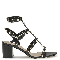 صندل بوس توروس ذو نعل سميك من جلد العجل الأسود