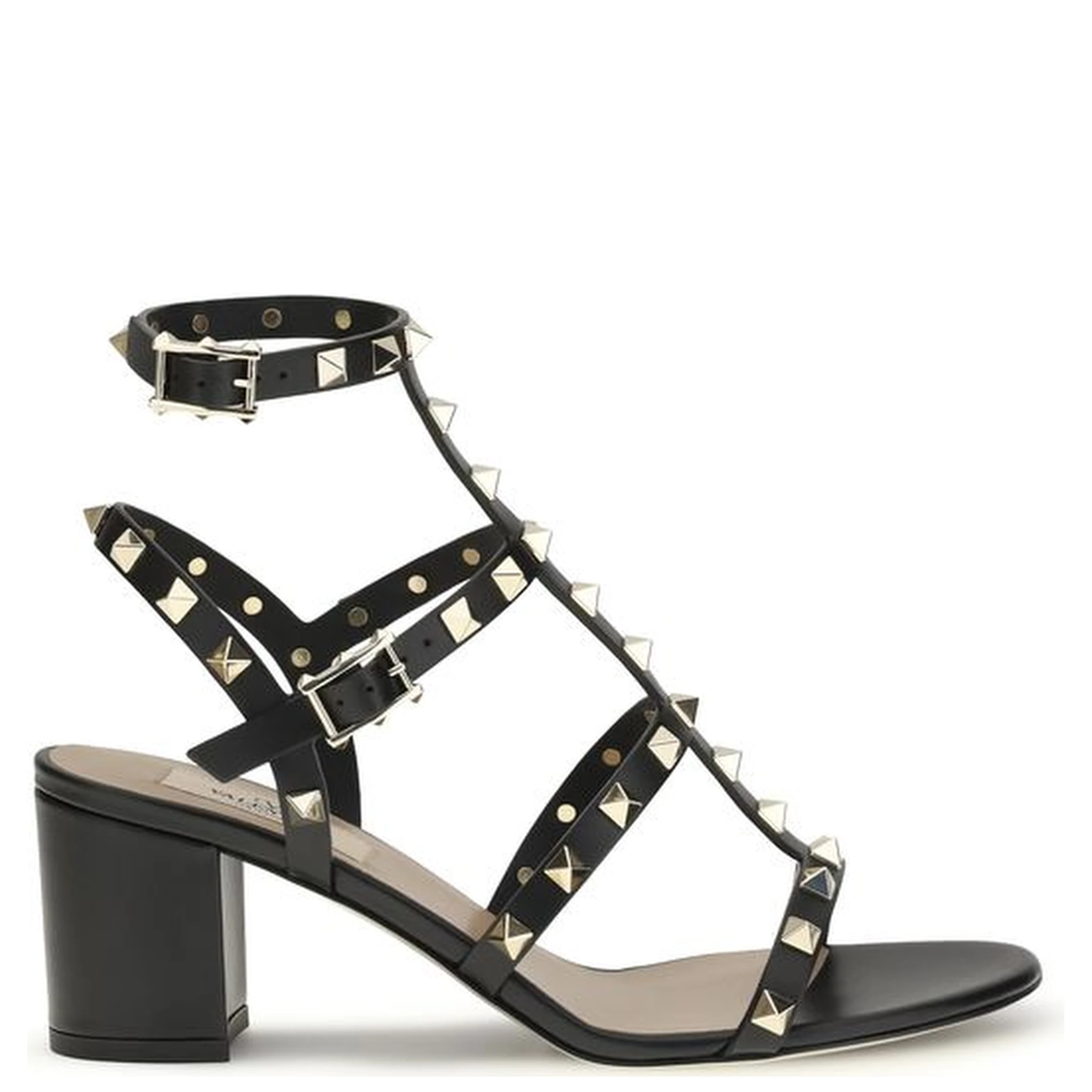 صندل بوس توروس ذو نعل سميك من جلد العجل الأسود