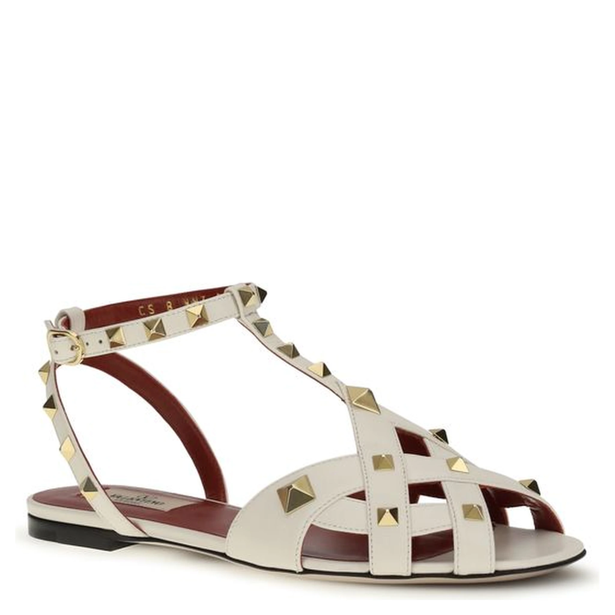 صندل مسطح من جلد الماعز البيج