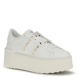 حذاء رياضي ذو نعل سميك من جلد العجل الأبيض من بوس توروس